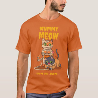 Mummy Meow Halloween Cat Funny Spooky Cute Party D T-Shirt