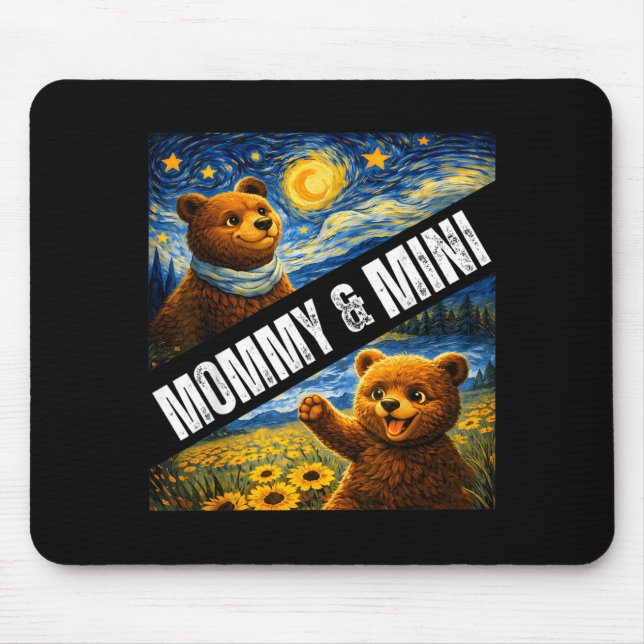 Mummy Mini Cute Bear Matching Mothers Day Mouse Pad (Front)
