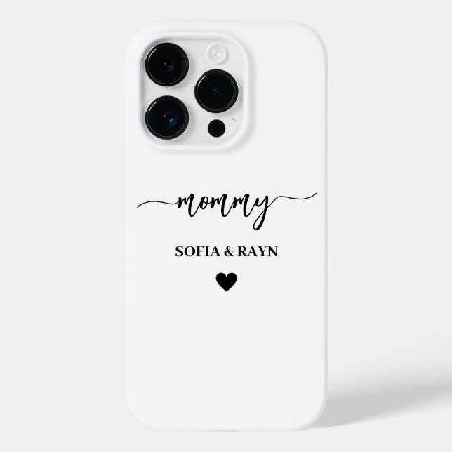 Mummy Modern Mum Kids Custom Names Mother's Day Case-Mate iPhone Case (Back)