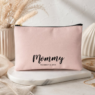 Mummy Modern Mum Kids Names Blush Pink Accessory Pouch
