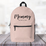 Mummy | Modern Mum Kids Names Blush Pink Printed Backpack<br><div class="desc">Simply,  stylish blush pink "Mummy" custom design in modern minimalist typography which can easily be personalised with kids names or your own special message. The perfect unique gift for a new mum,  mother's day,  mum's birthday or just because!</div>