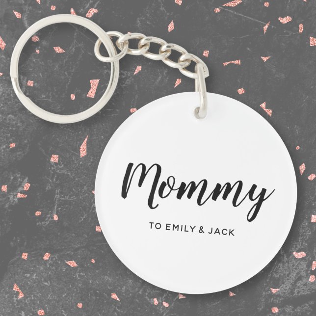 Mummy | Modern Mum Kids Names Mother's Day Key Ring (Creator Uploaded)