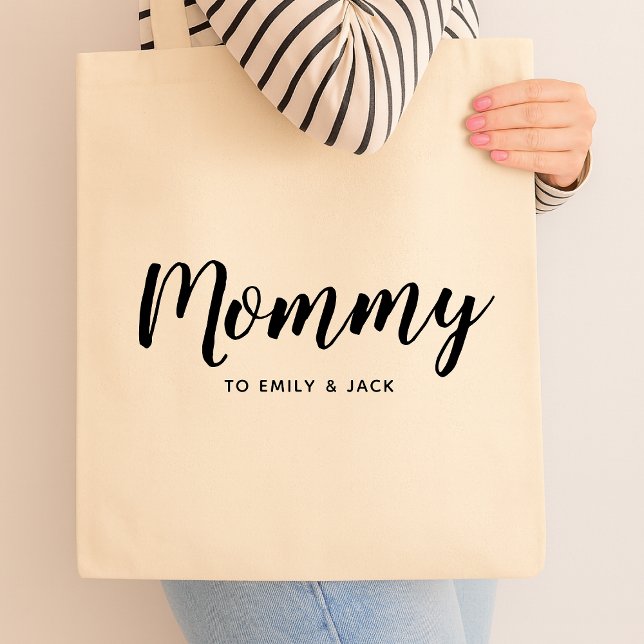 Mummy | Modern Mum Kids Names Mother's Day Tote Bag (Creator Uploaded)