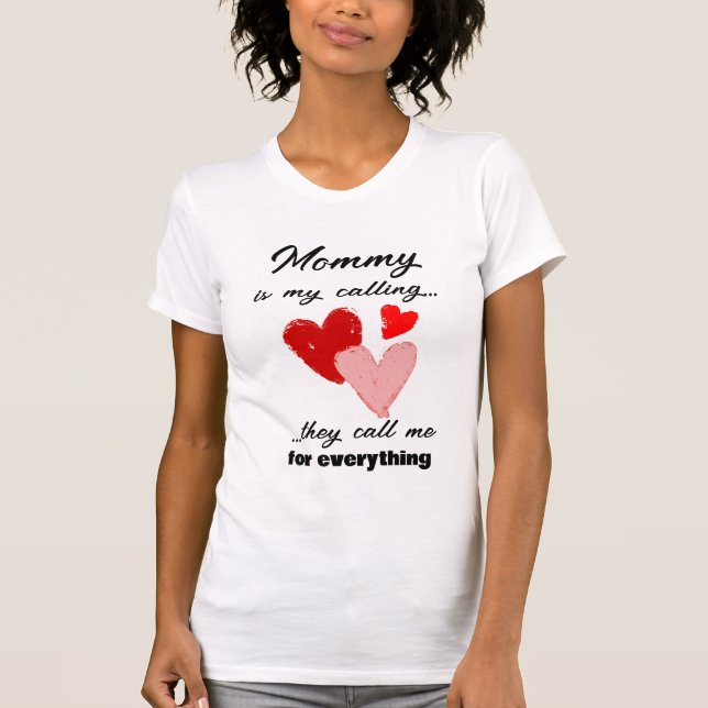 Mummy Mothers Day Funny Quote Red Pink Hearts  T-Shirt (Front)