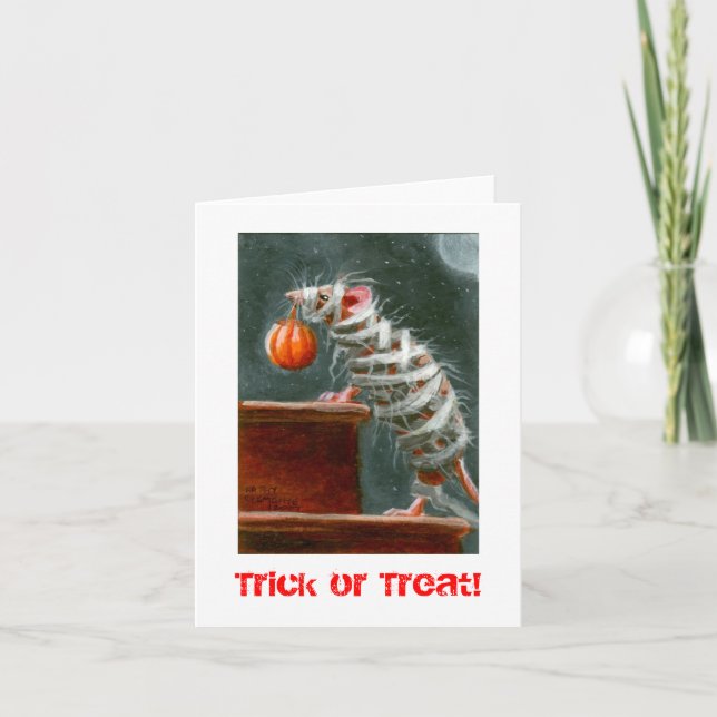 Mummy Mouse, Trick or Treat! Halloween card (Front)