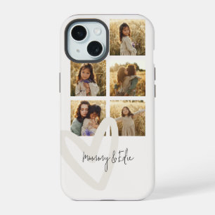 Mummy multi photo cream heart elegant stylish iPhone 15 case