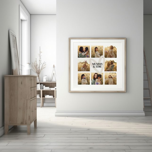 Mummy multi photo cream heart elegant stylish poster (Creator Uploaded)