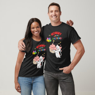 Mummy Mum Mother Birthday Cat Candle Balloons T-Shirt