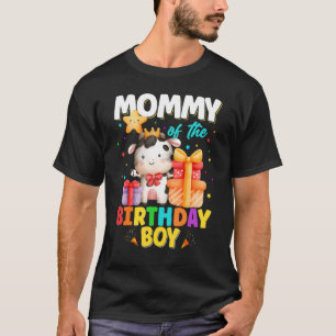 Mummy Of The Birthday Boy Cow Farm Animals Family T-Shirt