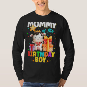 Mummy Of The Birthday Boy Cow Farm Animals Family  T-Shirt