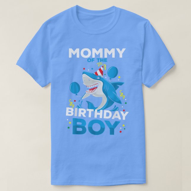 Mummy of The Birthday Boy Shark Ocean Theme Matchi T-Shirt (Design Front)