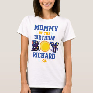 Mummy of the Birthday Boy Space Planets Galaxy T-Shirt