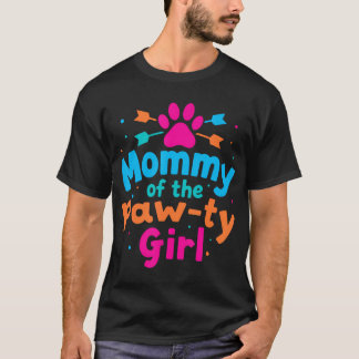 Mummy Of The Birthday Dog Paw Girl Party Family T-Shirt