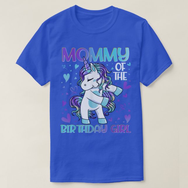Mummy of the Birthday Girl Flossing Unicorn Mum Mo T-Shirt (Design Front)