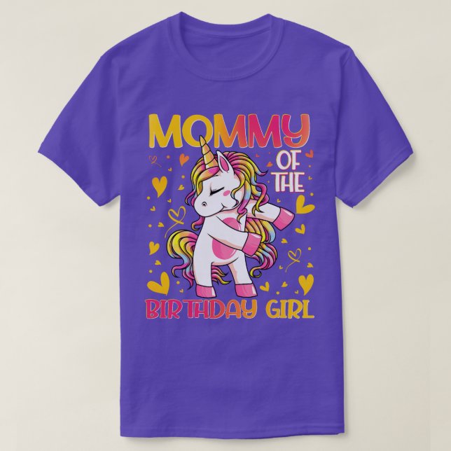Mummy of the Birthday Girl Flossing Unicorn Mum Mo T-Shirt (Design Front)