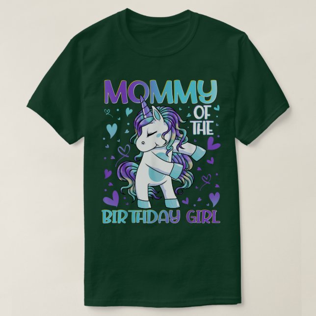 Mummy of the Birthday Girl Flossing Unicorn Mum Mo T-Shirt (Design Front)