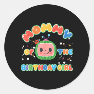 Mummy of The Birthday Girl Funny Melon Family Classic Round Sticker