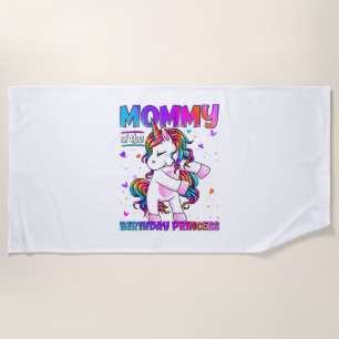 Mummy of the Birthday Princess Girl Flossing Unico Beach Towel
