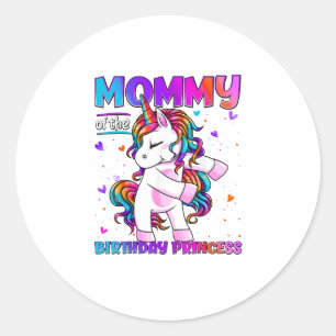Mummy of the Birthday Princess Girl Flossing Unico Classic Round Sticker