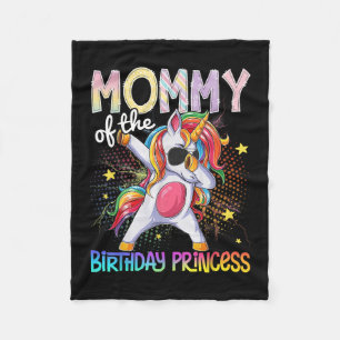Mummy Of The Birthday Princess Unicorn Dabbing  Fleece Blanket