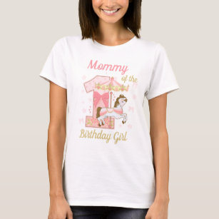 Mummy of the First Birthday Girl Carousel  T-Shirt