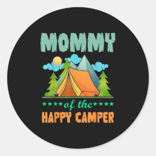 Mummy Of The Happy Camper 1st Birthday Camping Mat Classic Round Sticker