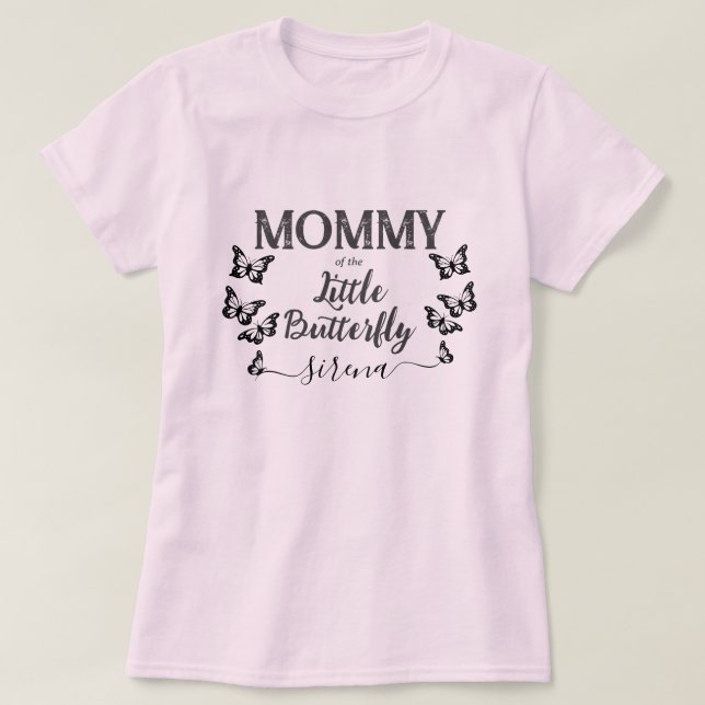 Mummy of the Little Butterfly | Mother to Be Pink T-Shirt (Design Front)