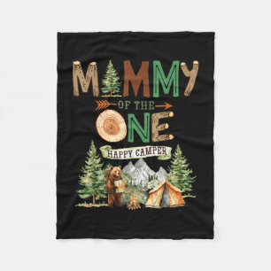 Mummy of the one happy camper 1st birthday camping fleece blanket
