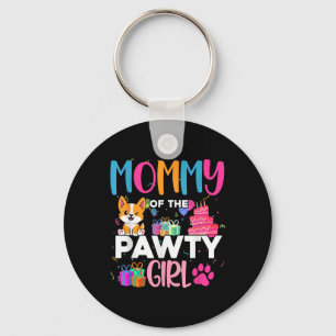 Mummy Of The Pawty Girl Corgi Dog Family Birthday Key Ring