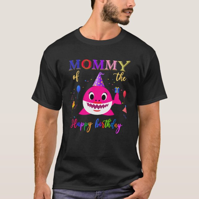 Mummy of the Shark Birthday Mum Matching Family T-Shirt (Front)