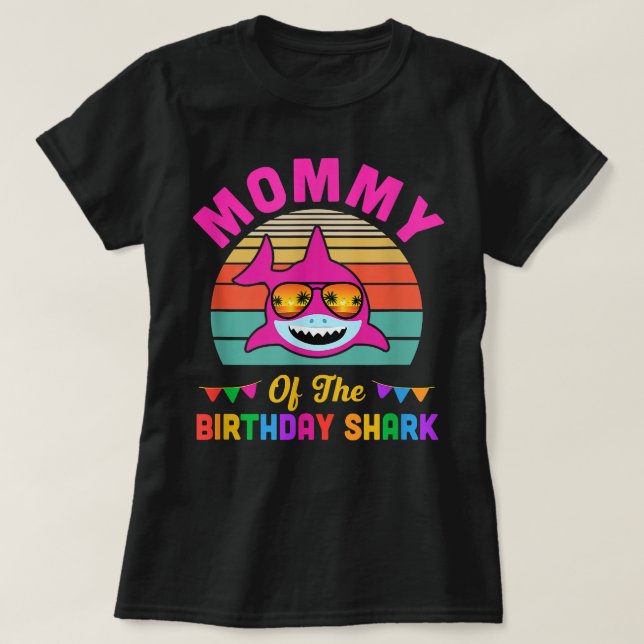 Mummy Of The Shark Birthday Mum Matching Family  T-Shirt (Design Front)