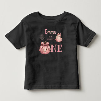 Mummy of the Spooky One Pinkoween Retro Ghost Toddler T-Shirt