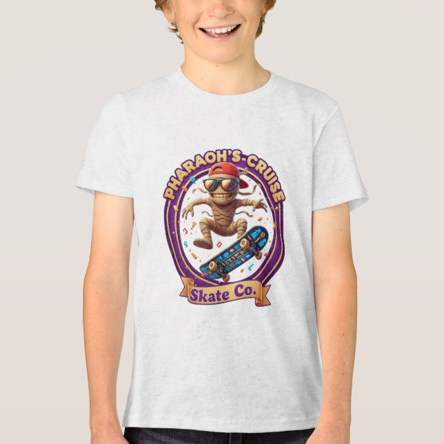 MUMMY ON A SKATEBOARD Tri-Blend SHIRT (Front)