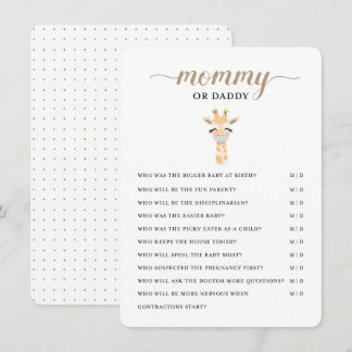 Mummy or Daddy - Baby Shower Game Enclosure Card