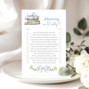 Mummy or Daddy Blue Bow Books baby shower game