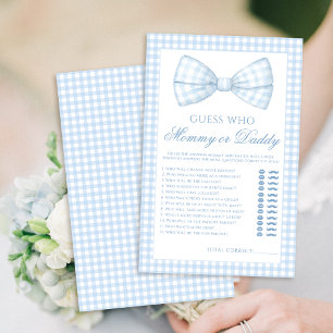 Mummy or Daddy bow tie gingham baby shower games