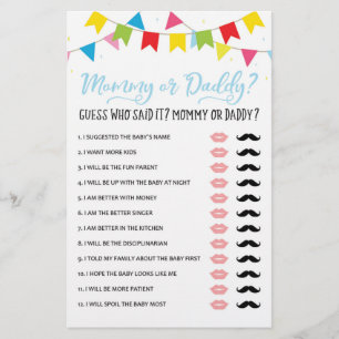 Mummy or Daddy Game Baby Shower Party game