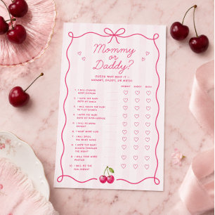 Mummy or Daddy Game Card Cherry Baby Shower