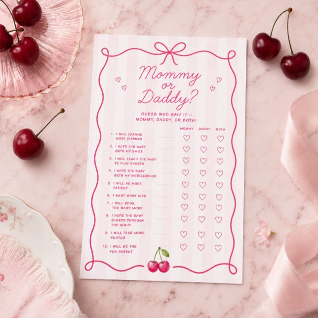 Mummy or Daddy Game Card | Cherry Baby Shower (Creator Uploaded)