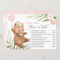 Mummy or Daddy game pink floral teddy bear