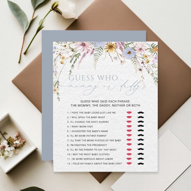 Mummy or Daddy Girl Wildflower Baby Shower Game (Creator Uploaded)