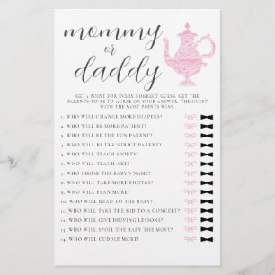 Mummy or Daddy Guess Tea Party Girl Baby Shower Flyer