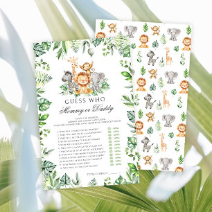 Mummy or Daddy Safari Animals baby shower games