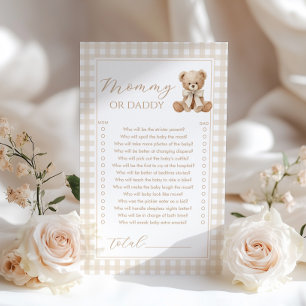 Mummy or daddy teddy bear Baby shower game