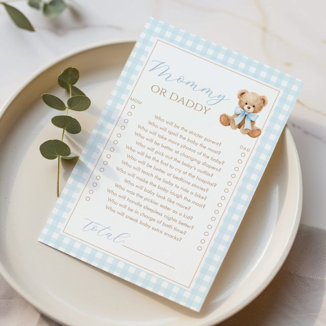 Mummy or daddy teddy bear Blue Baby shower game (Creator Uploaded)
