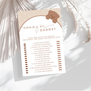 Mummy or Daddy Teddy Bear Pink Baby Shower Game