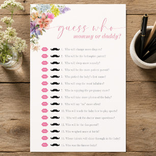 Mummy or Daddy Watercolor Floral Baby Shower Game