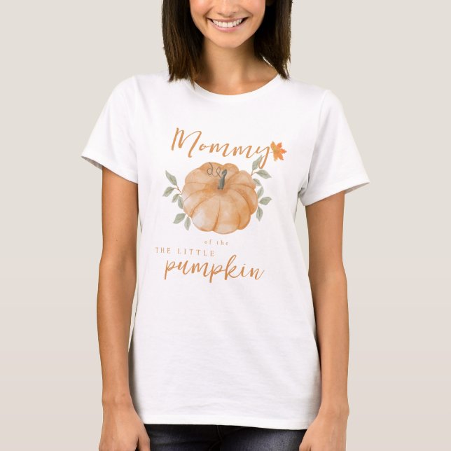 Mummy Orange Little Pumpkin Fall Baby Shower  T-Shirt (Front)