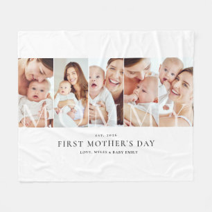 Mummy Photo Collage First Mother's Day Keepsake Fleece Blanket