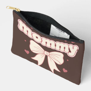 Mummy Pink Bow Hearts Cute Feminine Design Accessory Pouch